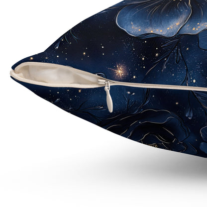 Midnight Sky Blossoms Throw Pillow