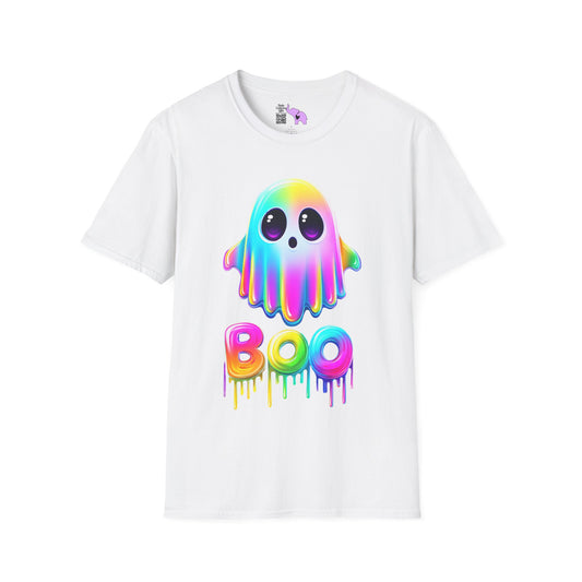 Neon Ghostly Boo Adult T-shirt