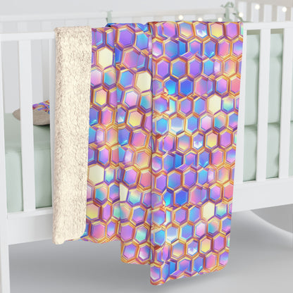 Aurora Hexagons Sherpa Fleece Blanket