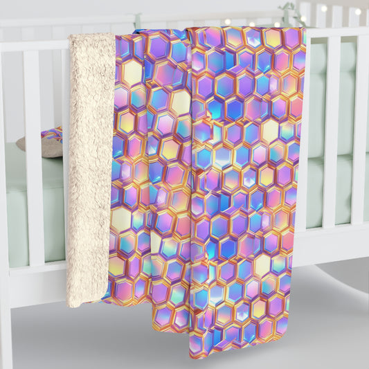 Aurora Hexagons Sherpa Fleece Blanket