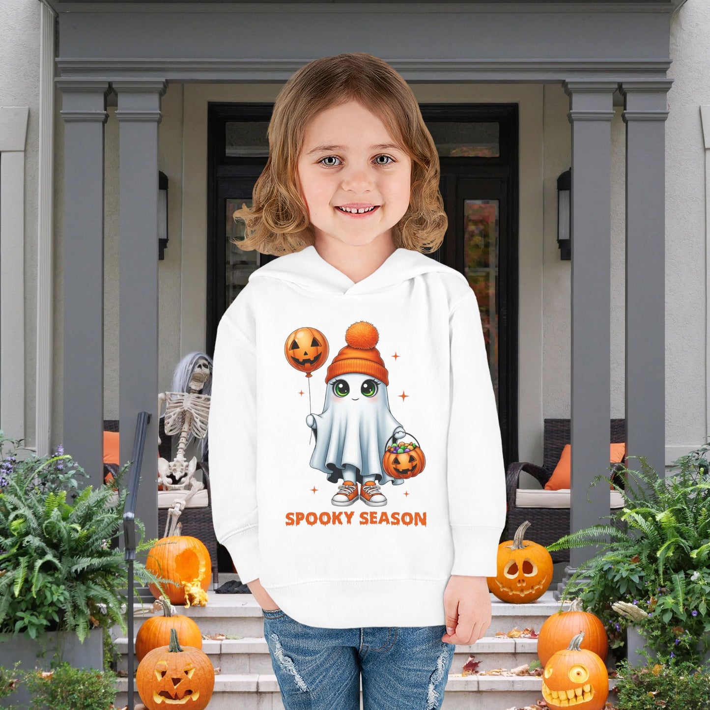 Spooky Season Ghost Trick-or-Treater Toddler Hoodie