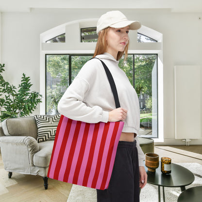 Be Mine Stripes Canvas Tote Bag