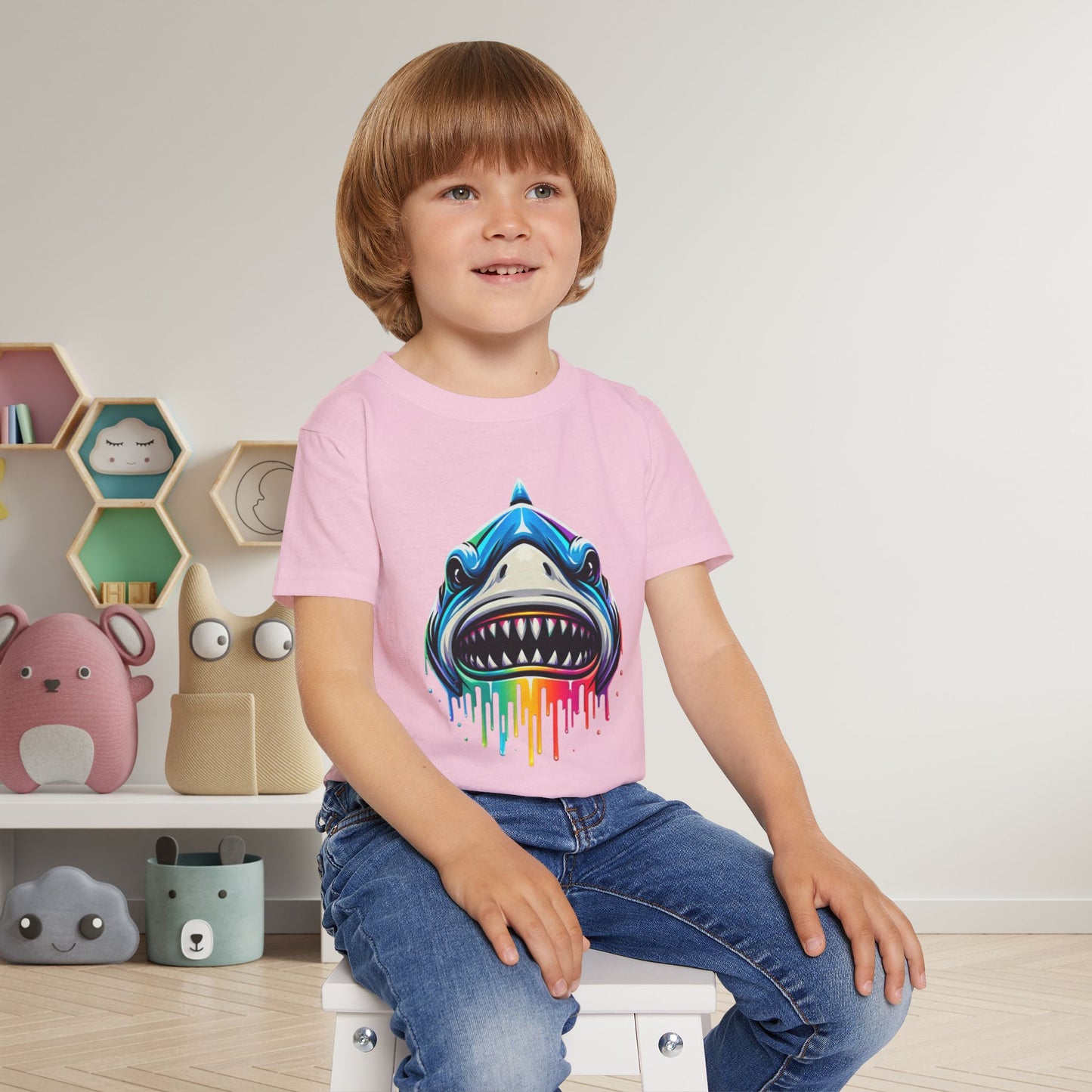 Colorful Shark Heavy Cotton™ Toddler T-shirt
