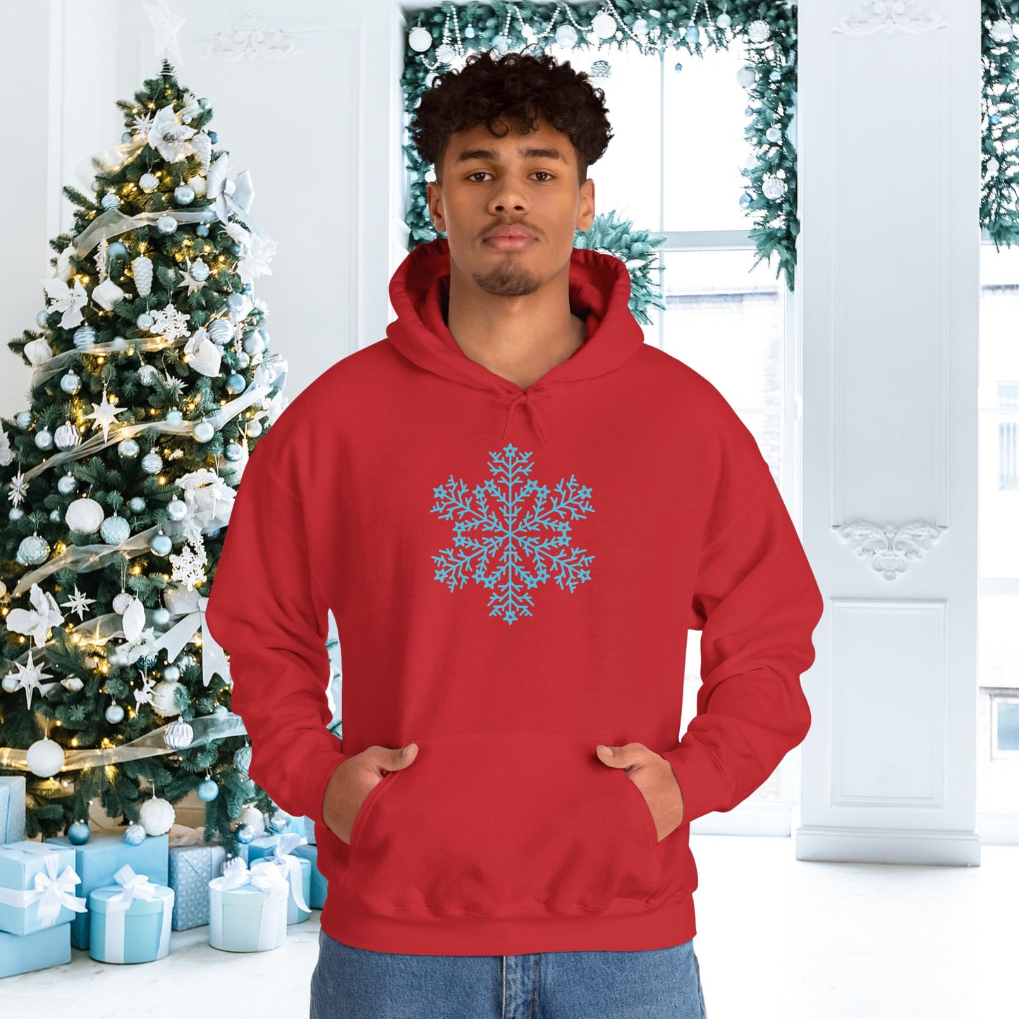 Large Snowflake Adult Heavy Blend™ Hooded Sweatshirt