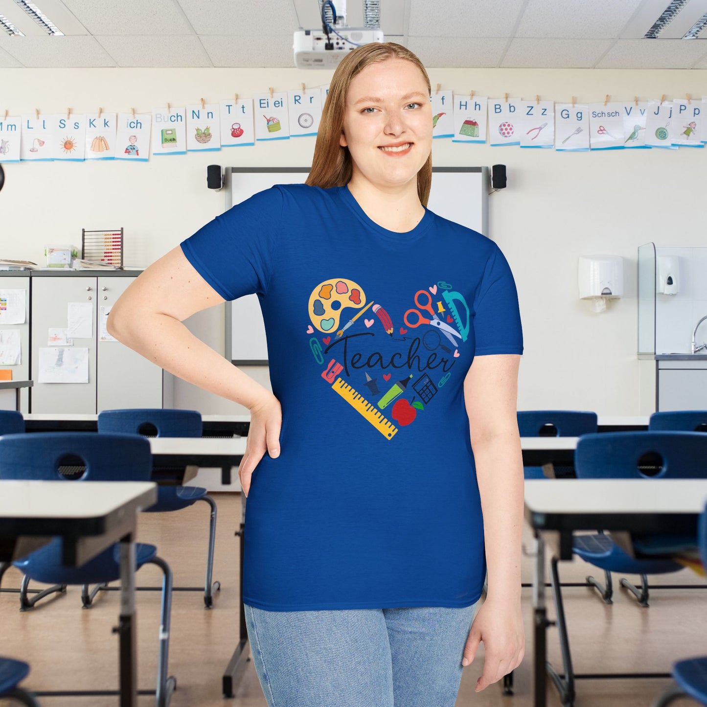 Teacher Supply Heart Adult T-shirt