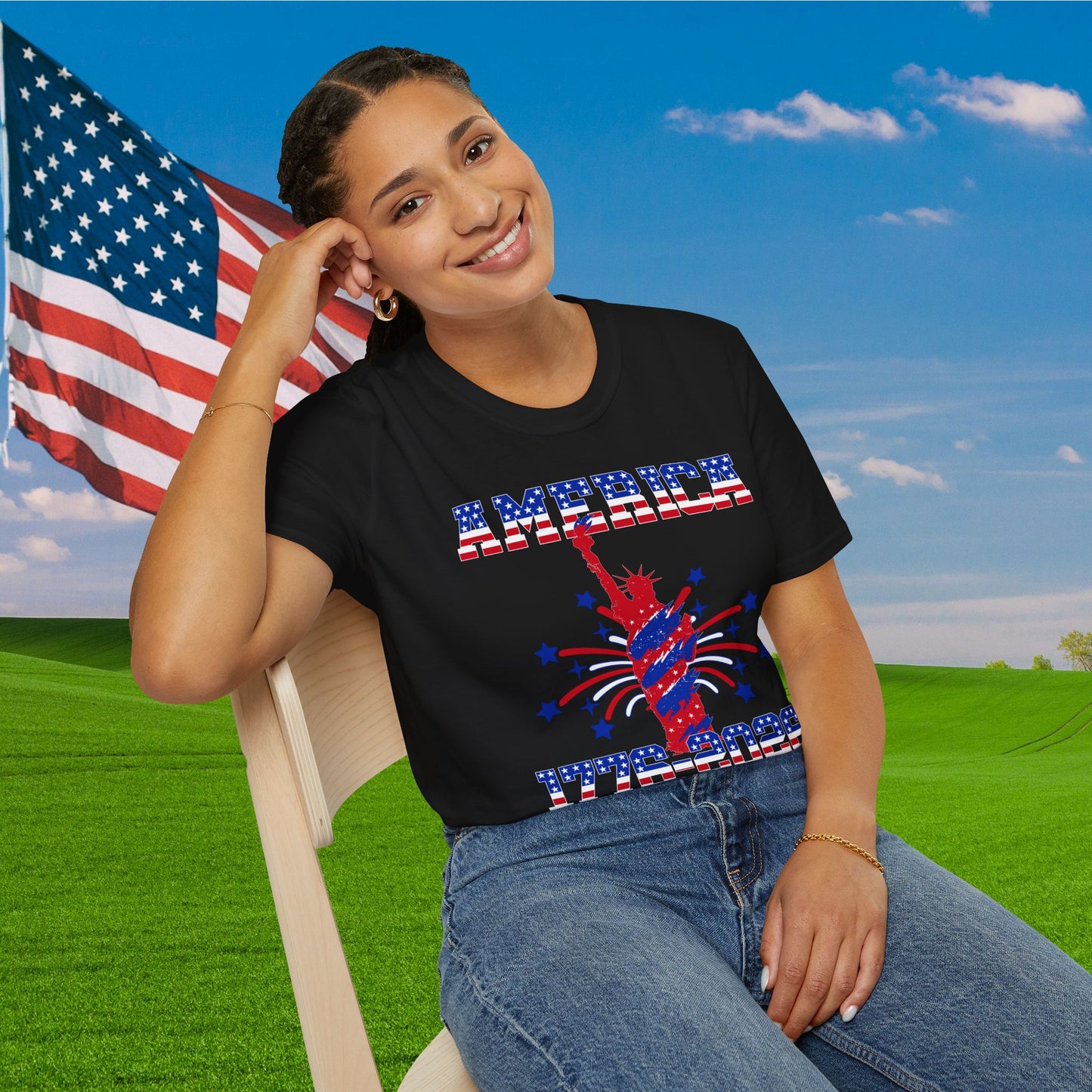 America 1776-2026 (Statue of Liberty) Adult T-shirt