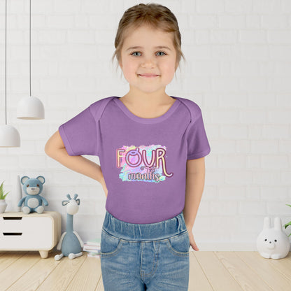 Pastel Wild One Milestone Baby Bodysuit-Four Months