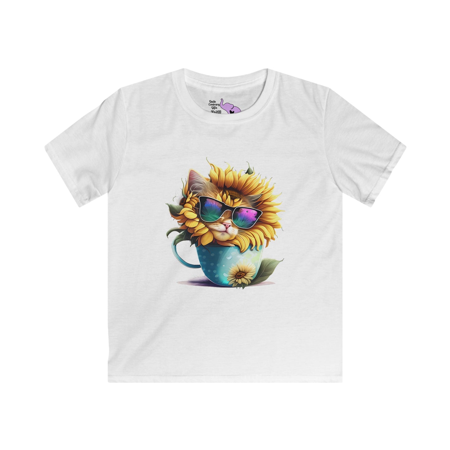 Cool Sunflower Kitten 1 Youth Softstyle Tee