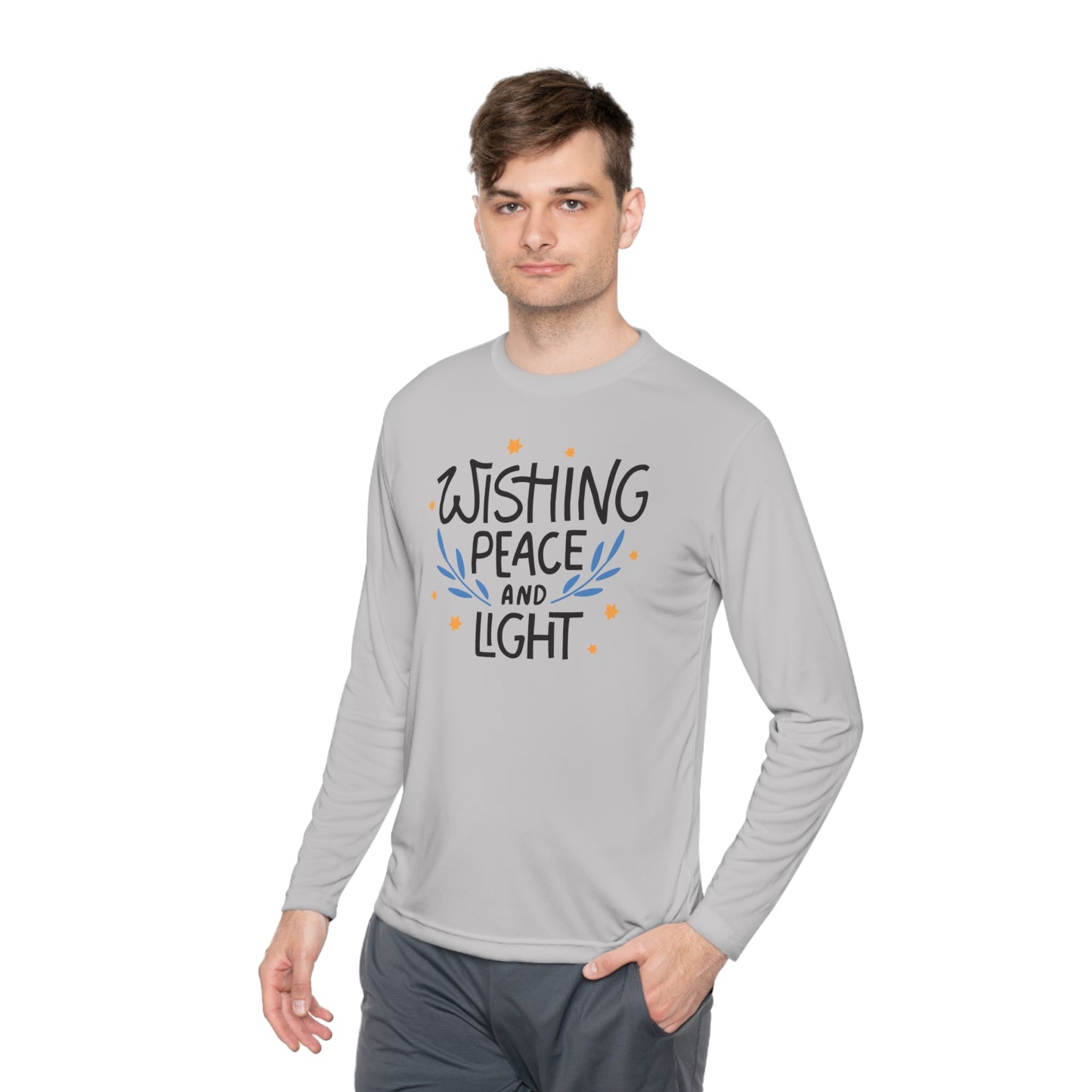 Hanukkah Wishing Peace & Light 3 Adult Long Sleeve Tee