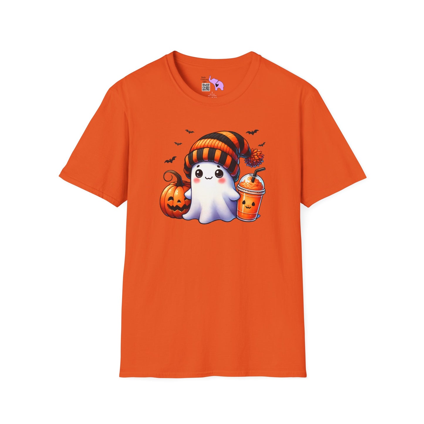 Cute Ghost w/Pumpkins Adult T-shirt