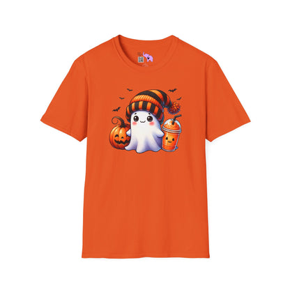 Cute Ghost w/Pumpkins Adult T-shirt
