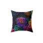 Neon Whisper Blooms Throw Pillow