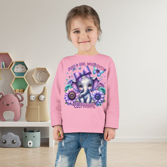 Just A Girl Who Loves Elephants Toddler Long Sleeve Tee