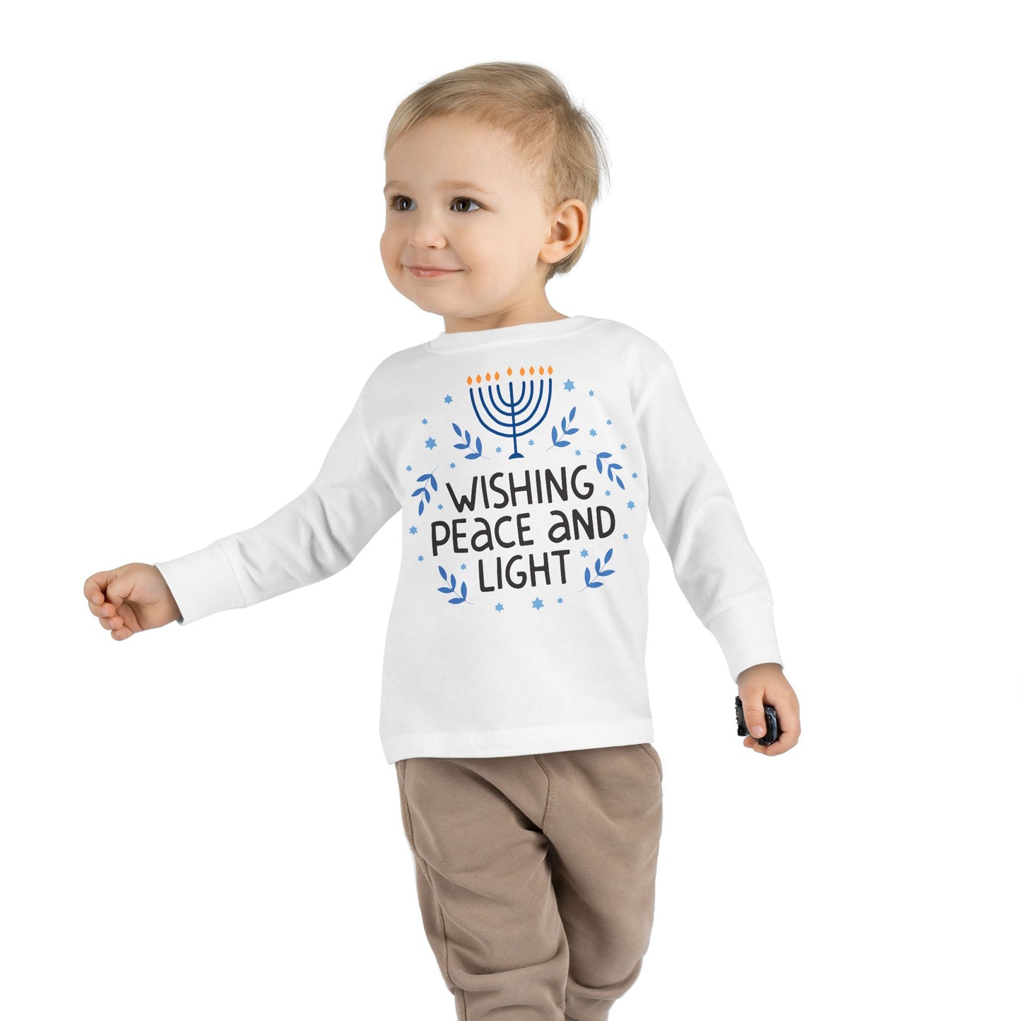 Hanukkah Wishing Peace & Light Toddler Long Sleeve Tee