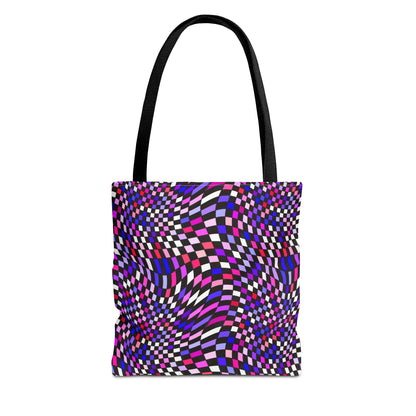 Warped Purple Checkered Canvas Tote Bag