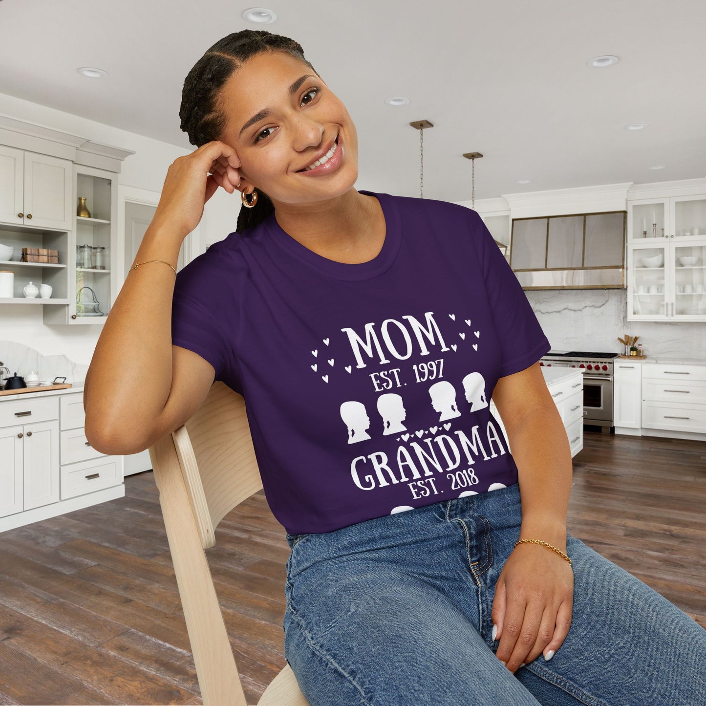 Mom Est. Grandma Est. Great Grandma Est. Custom Adult T-shirt