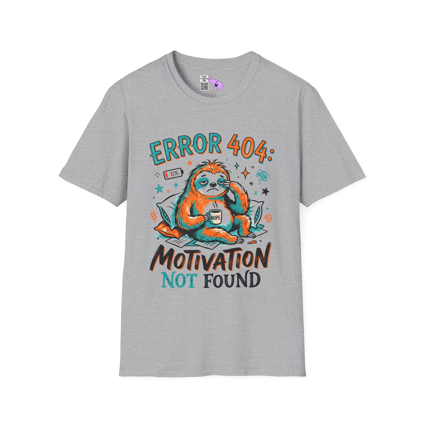 ""Error 404 Motivation Not Found (Sloth) Adult T-shirt