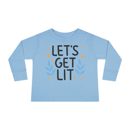 Hanukkah Let's Get Lit Toddler Long Sleeve Tee