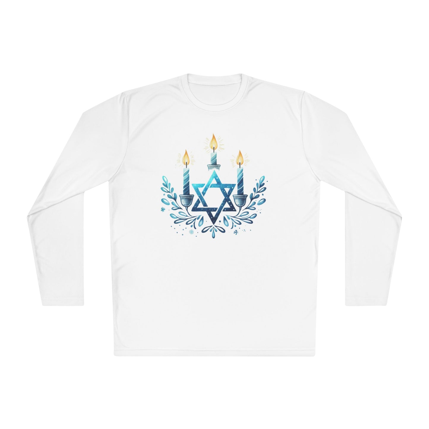 Star & Flame Hanukkah Adult Long Sleeve Tee