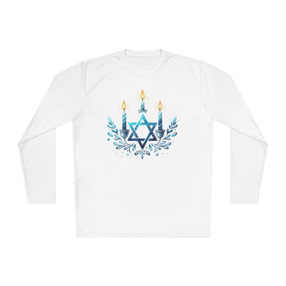 Star & Flame Hanukkah Adult Long Sleeve Tee