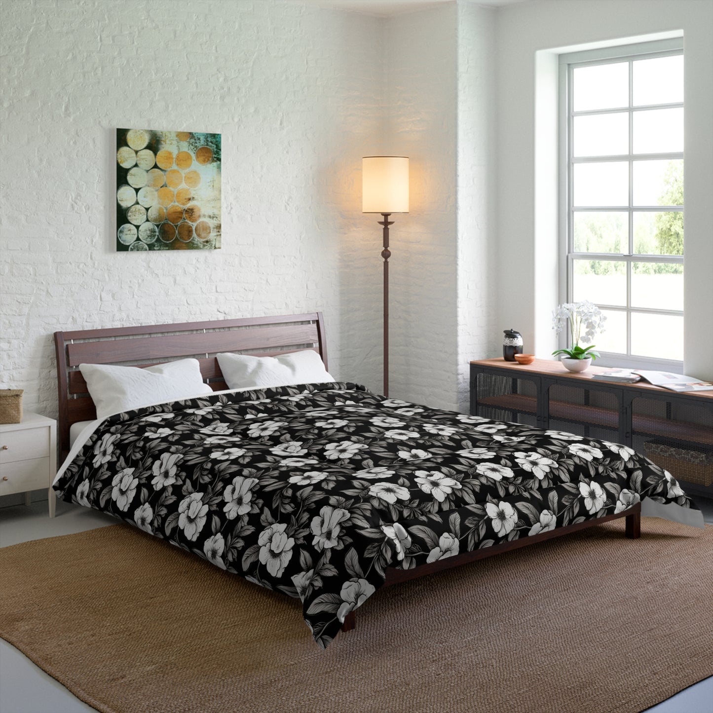 Black & White Daisies Comforter