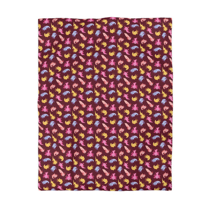 Crimson Axolotls Microfiber Duvet Cover