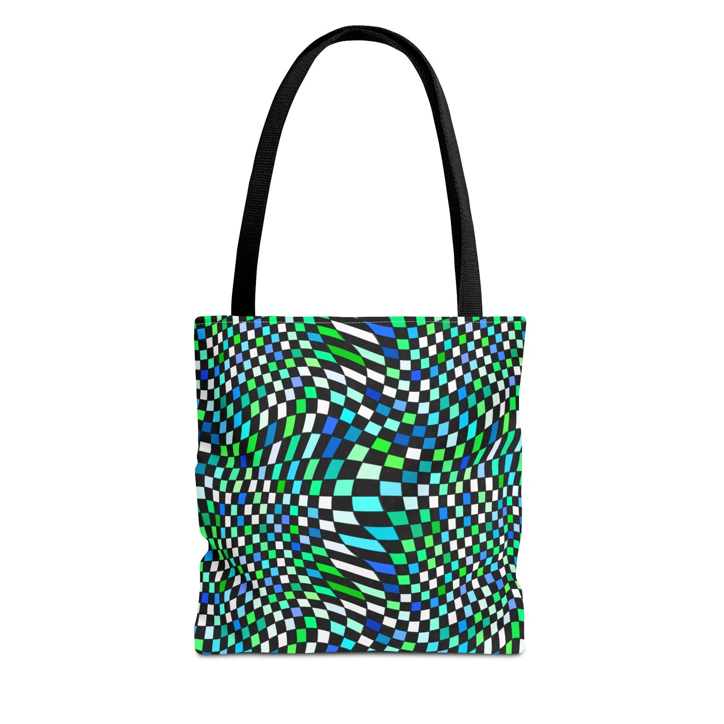 Warped Green Checkered Canvas Tote Bag