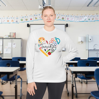 Teacher Supply Heart Adult Long Sleeve Tee