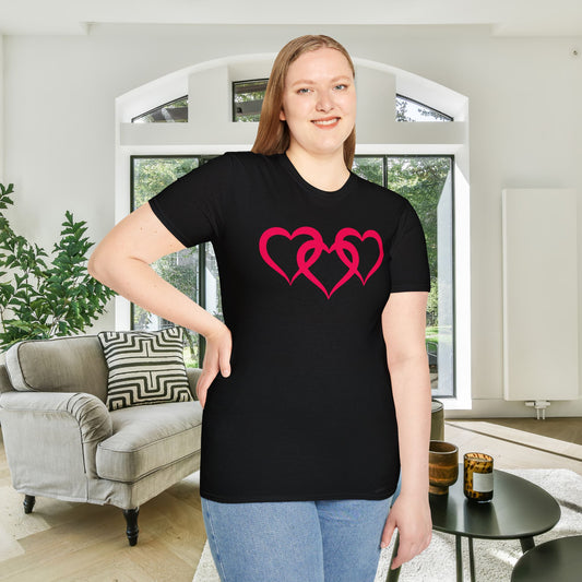 Triple Heart Adult Unisex Tshirt