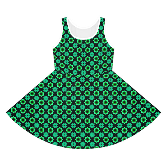 Clover Bloom Burst Girls' Sleeveless Sundress