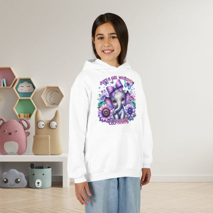 Just A Girl Who Loves Elephants Youth Heavy Blend Hoodie