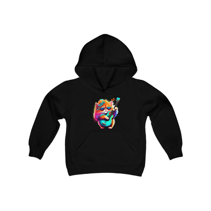 Colorful Guitar Kitten Youth Hoodie