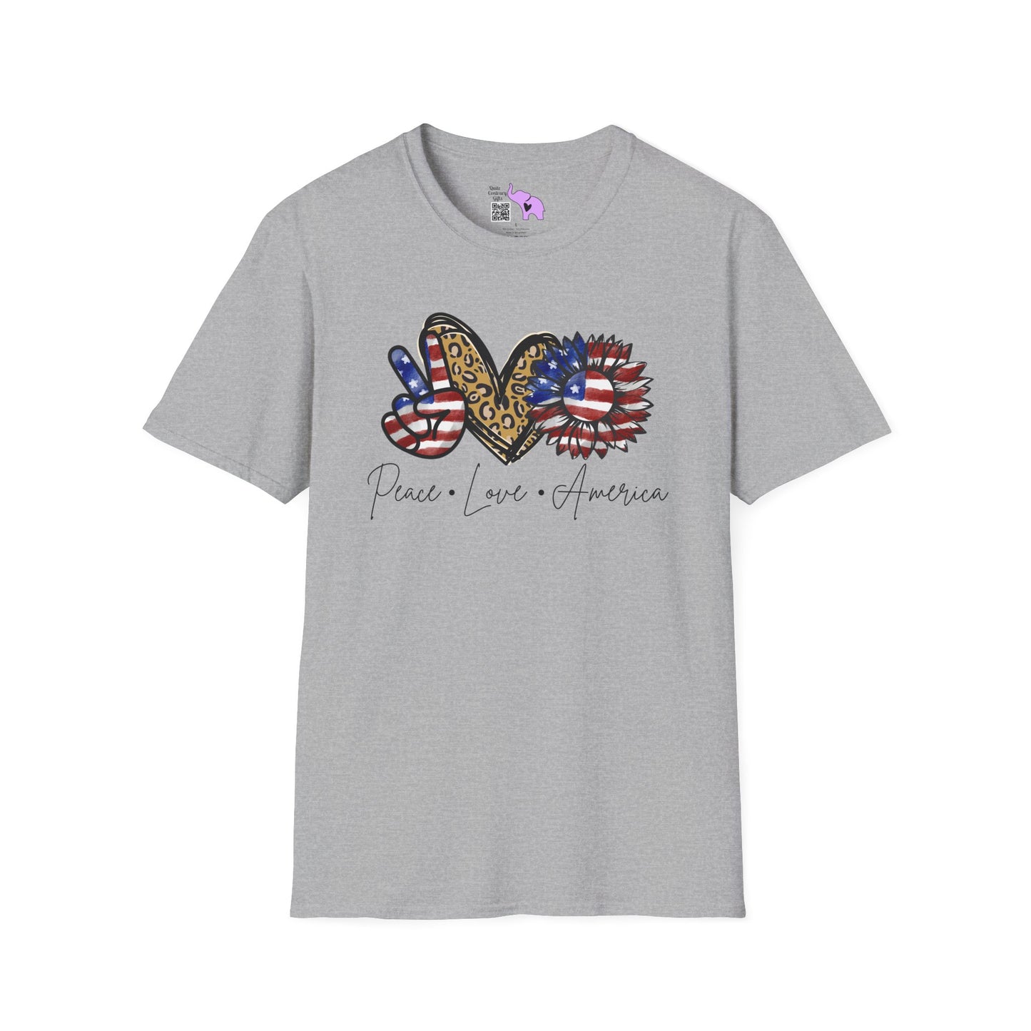 Peace Love America (Cheetah Print) Adult T-shirt