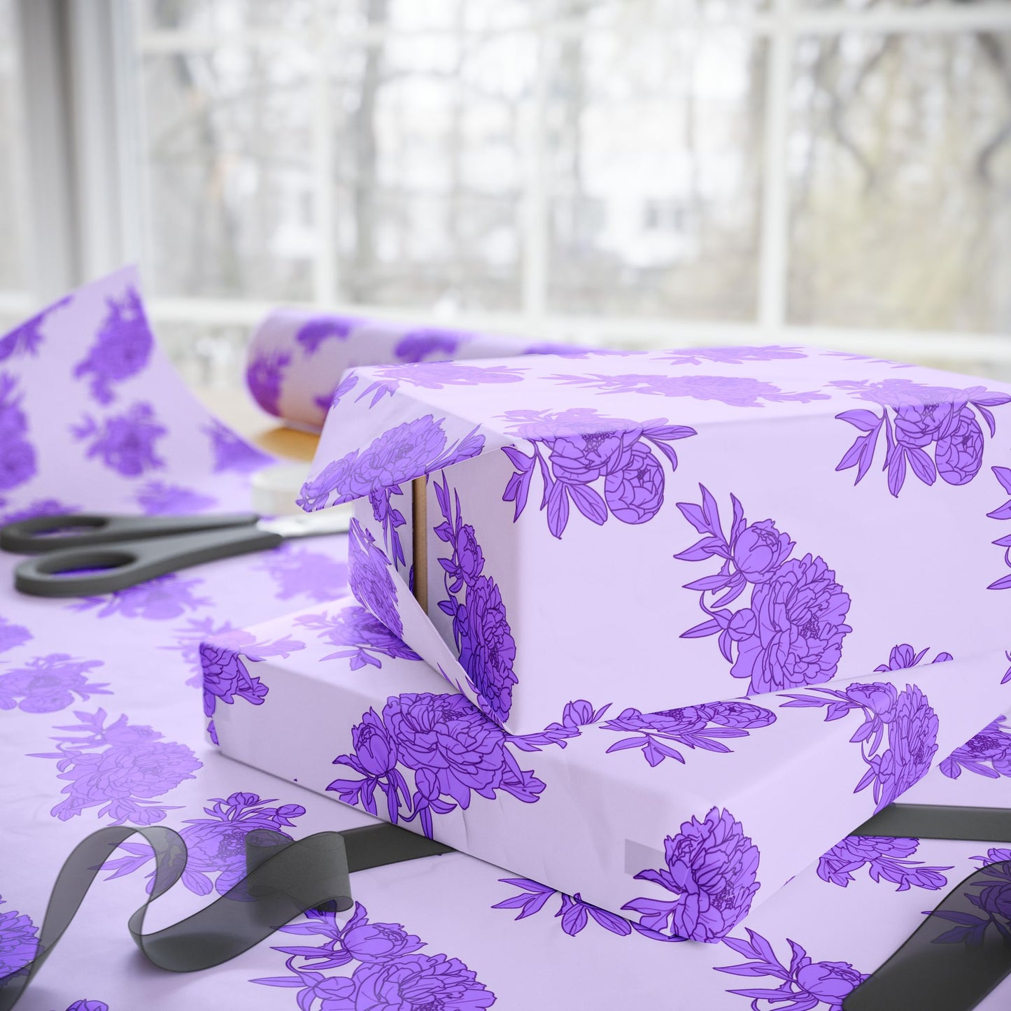 Royal Orchid Peonies Wrapping Paper