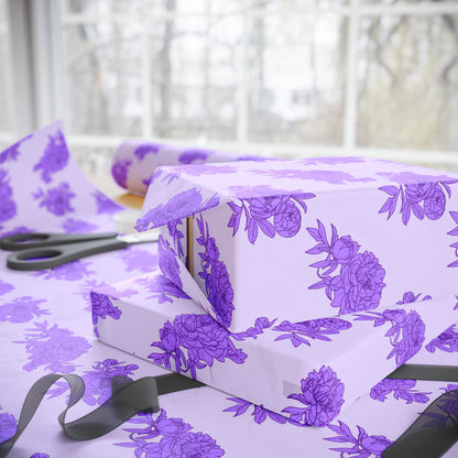 Royal Orchid Peonies Wrapping Paper