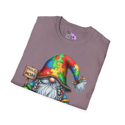 Proud Mom (Autism Awarness Gnome) Adult T-shirt
