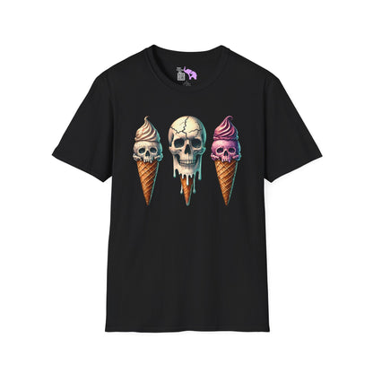 Ice Cream Cone Skull Adult T-shirt
