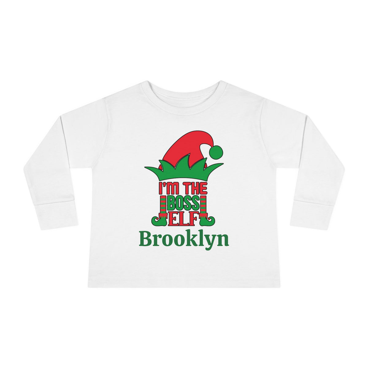 I'm The Boss Elf Personalized Toddler Long Sleeve Tee