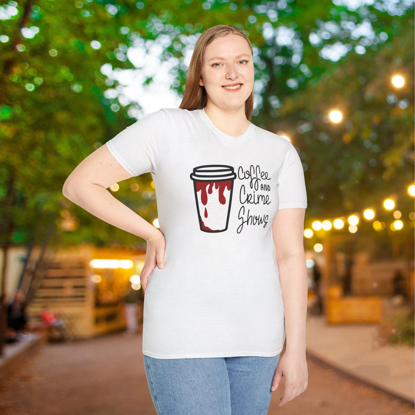 Coffee and Crime Shows Adult T-shirt