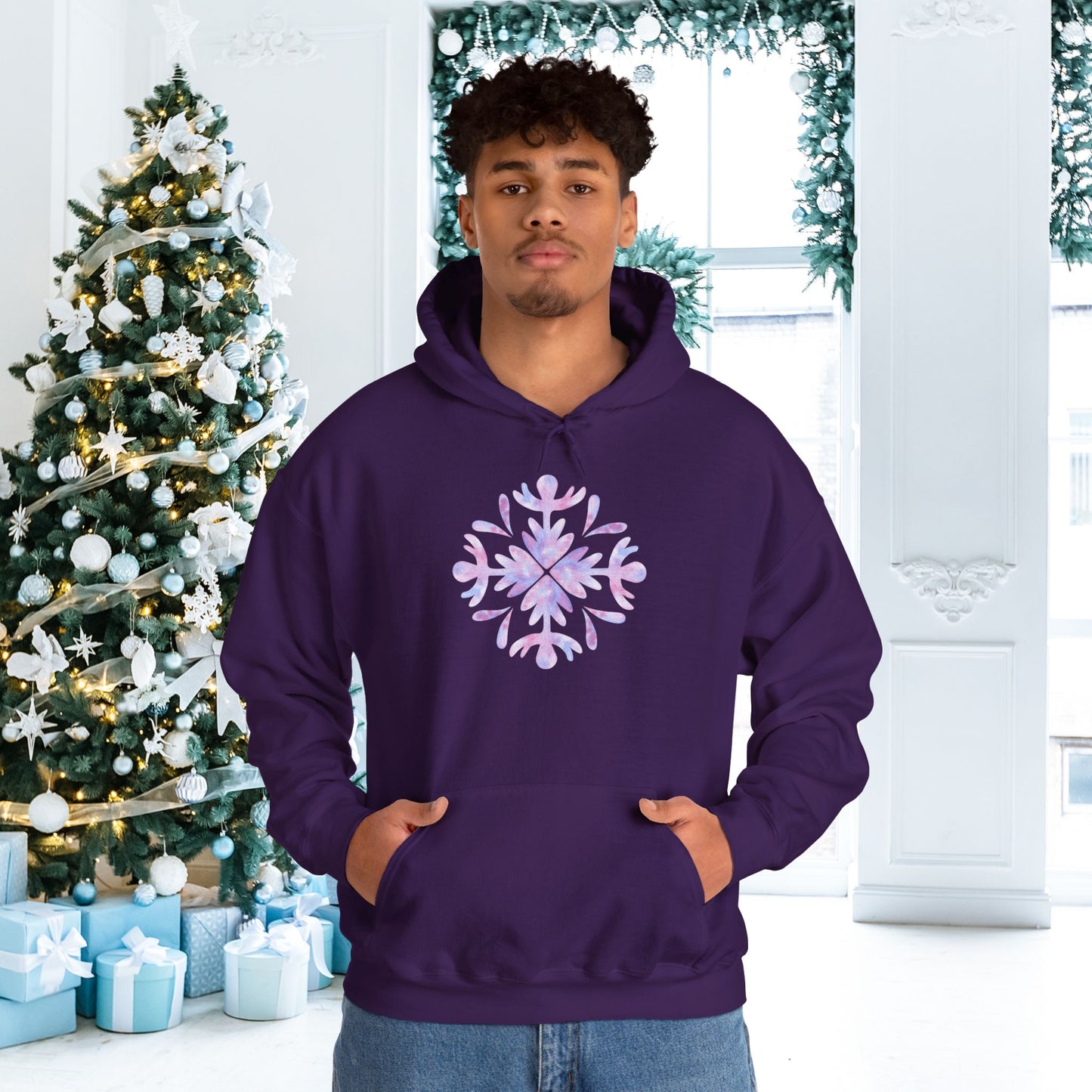 Large Snowflake 3 Adult Heavy Blend™ Hooded Sweatshirt