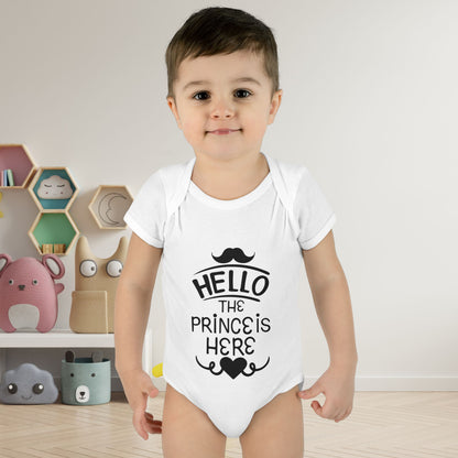 Hello The Prince Is Here Infant Baby Rib Bodysuit
