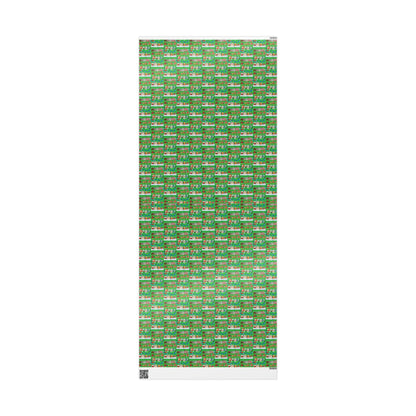 Colorful Christmas Village Green Wrapping Paper