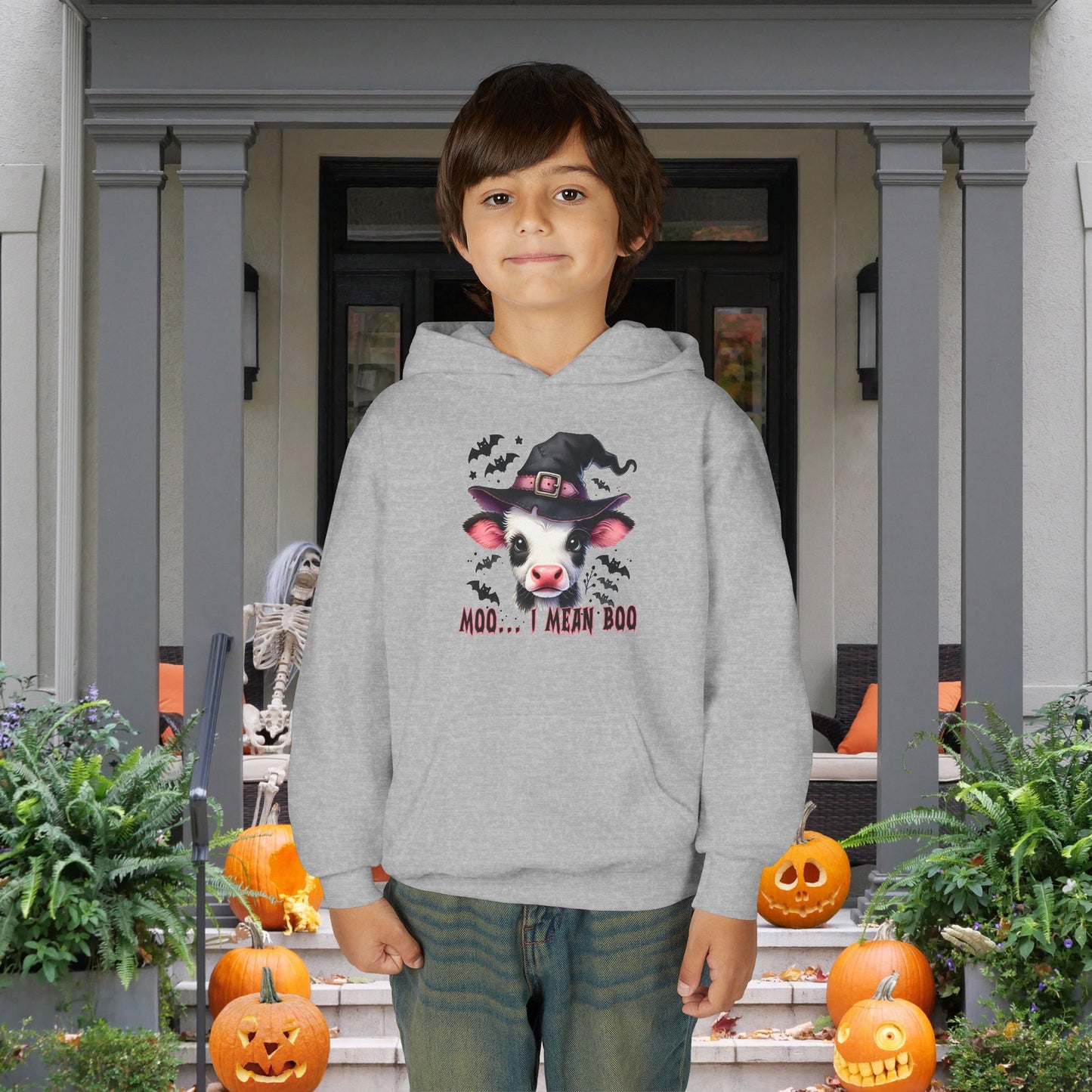 Moo I Mean Boo Calf Youth Heavy Blend Hooded Sweatshirt