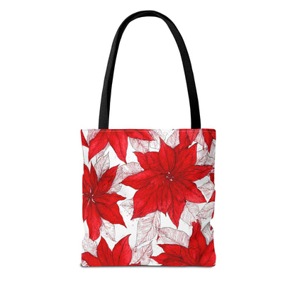 Crimson Poinsettia Sketch Canvas Tote Bag