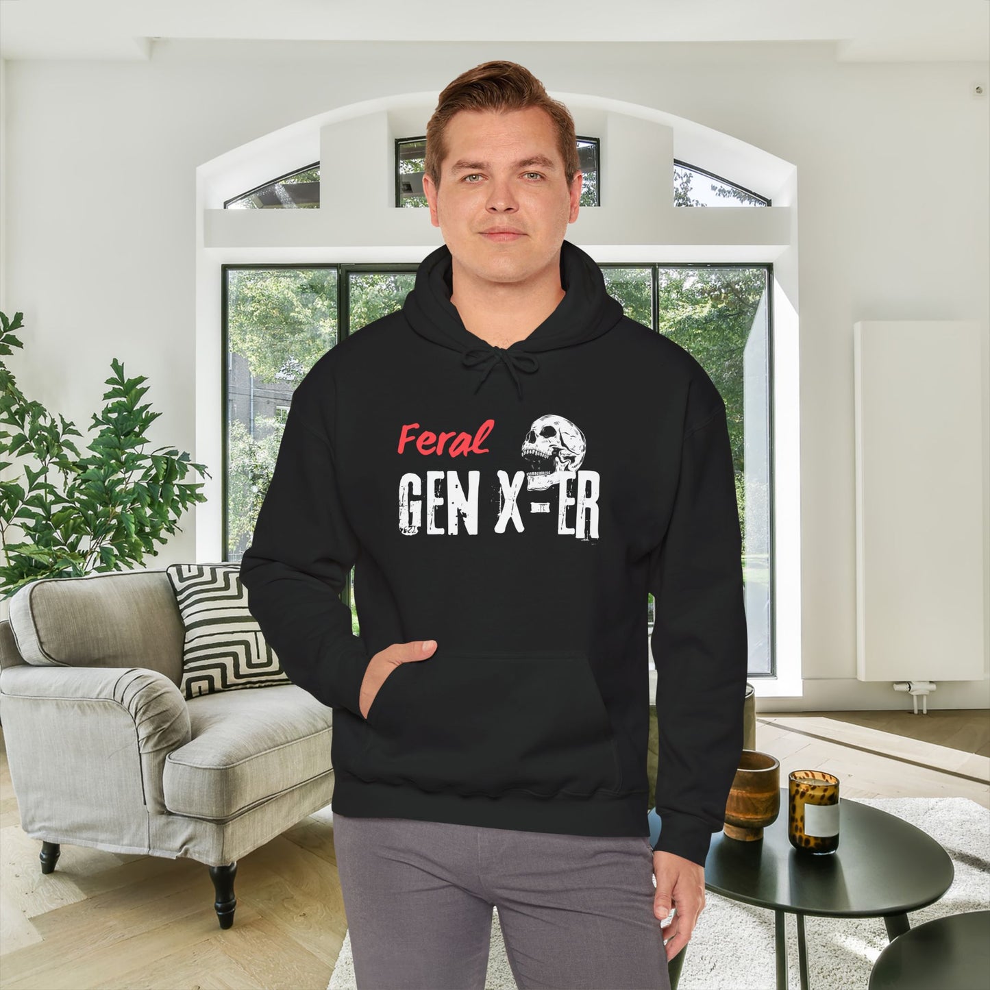 Feral Gen-Xer Skull Heavy Blend™ Hooded Sweatshirt