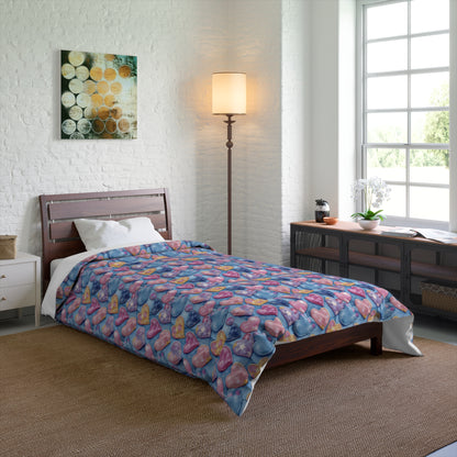 Color Pop Stitched Hearts Basic Bedding Set