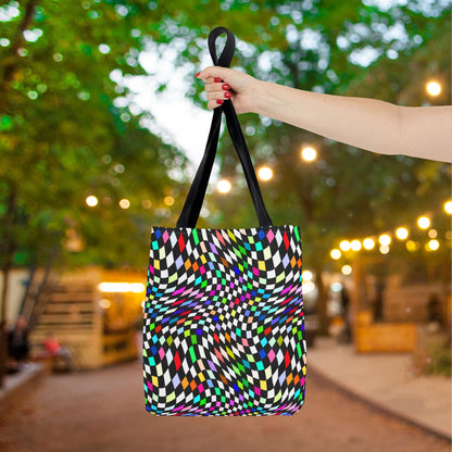 Warped Colorful Checkered Canvas Tote Bag
