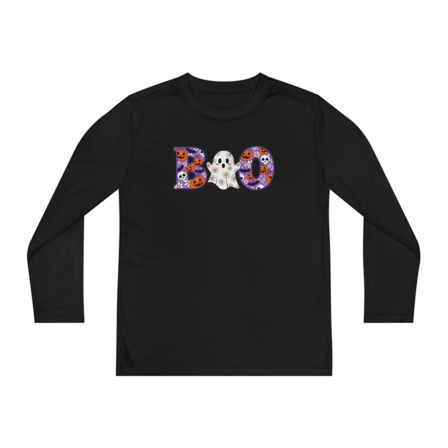 Cute Floral Boo w/Ghost Youth Long Sleeve Tee