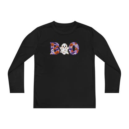 Cute Floral Boo w/Ghost Youth Long Sleeve Tee