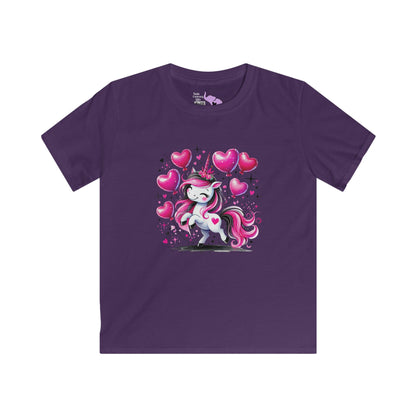 Pink & Black Sparkly Unicorn Kids Softstyle Tee